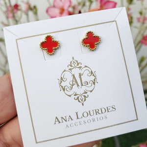 Aretes Trébol Rojo