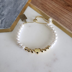 Pulsera Corazón Perlas