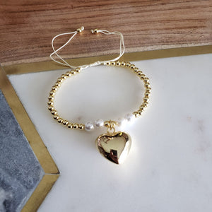 Pulsera Corazón Perlas