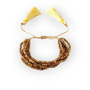 Pulsera Multicristal Ocre Cuadrado