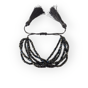 Pulsera Multicristal Negro Cuadrado