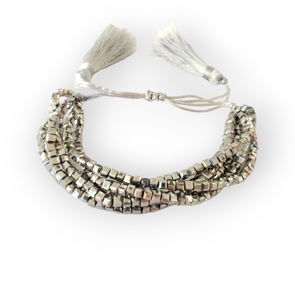 Pulsera Multicristal Plata Cuadrado