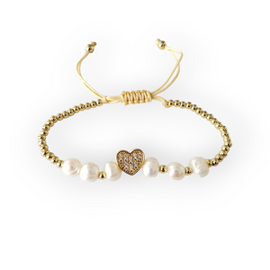 Pulsera Corazón Perlas