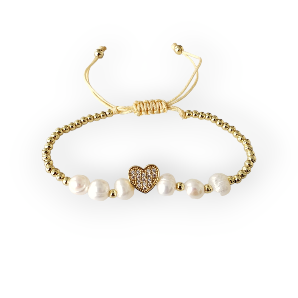 Pulsera Corazón Perlas