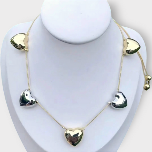 Collar Corazones Bicolor