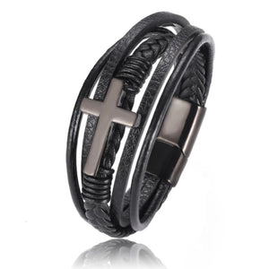 Brazalete Piel Cruz Negra