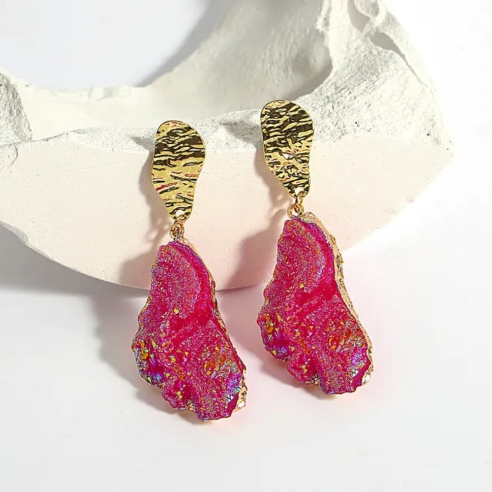 Aretes Druzy Rosa