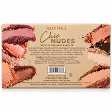 Cargar imagen en el visor de la galería, Reverso del empaque de sombras Ellen Tracy Chic Nudes con lista de ingredientes y especificaciones