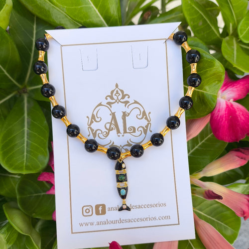 Collar pez Agata Negro