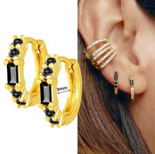 Cargar imagen en el visor de la galería, Arracadas Circonia Negra