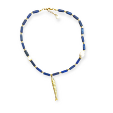 Cargar imagen en el visor de la galería, Collar Pez Agata Azul