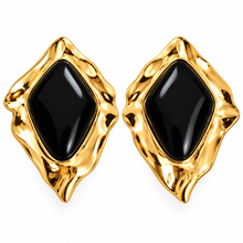 Cargar imagen en el visor de la galería, Aretes Medallón Negro