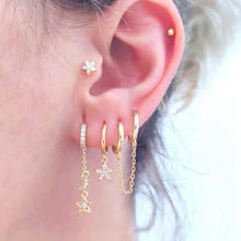 Cargar imagen en el visor de la galería, Arracadas Cadena Estrella Luna