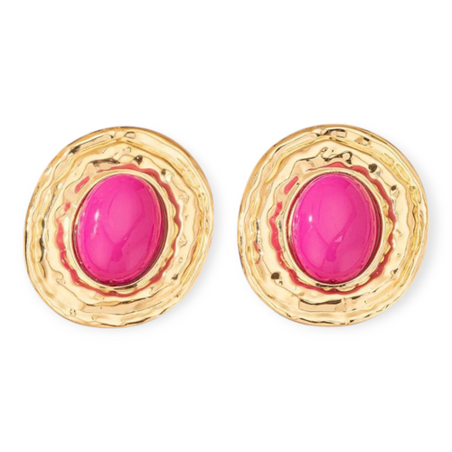 Aretes Medallón Rosa