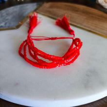 Cargar imagen en el visor de la galería, Pulsera Multicristal Rojo Cuadrado