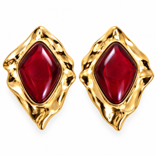 Cargar imagen en el visor de la galería, Aretes Medallón Rojo