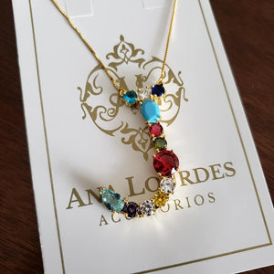 Collar Inicial Grande Circonia Colores