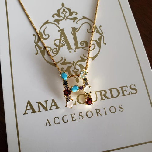 Collar Inicial Circonia Colores Chica