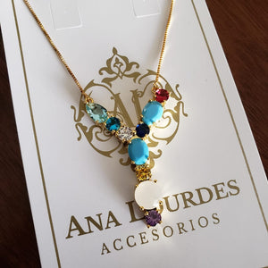 Collar Inicial Grande Circonia Colores