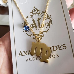 Collar Signo Zodiacal Acero Cristal