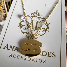 Cargar imagen en el visor de la galería, Collar Signo Zodiacal Acero Cristal