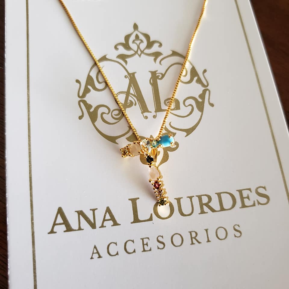 Collar Inicial Circonia Colores Chica