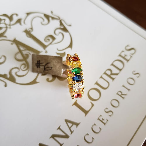 Anillo Arcoíris Cristal Ovalado