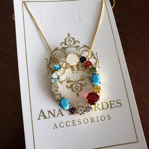 Collar Inicial Grande Circonia Colores